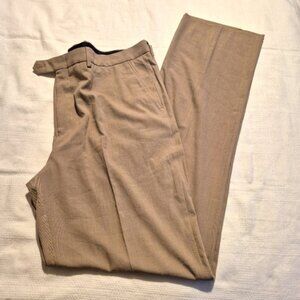 Nautica men's size 43 x 48 TAG ERROR beige flat front dress pants, raw hem, NWT